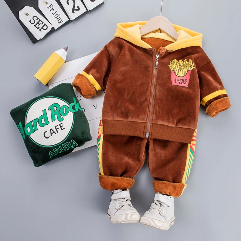 Бархатный комплект одежды с капюшоном для малышей 1-4 лет, одежда для маленьких мальчиков и девочек куртка фри+ спортивные штаны детская одежда