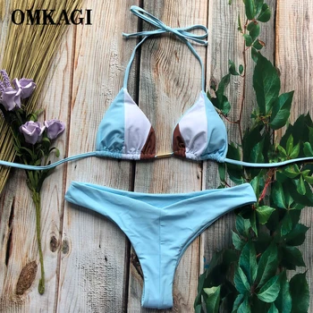 

OMKAGI 2019 Bikini Sexy Push Up Swimsuit Women Swimwear Solid Bandage Bikini Set Hot Sale Bathing Suit Maillot De Bain Femme