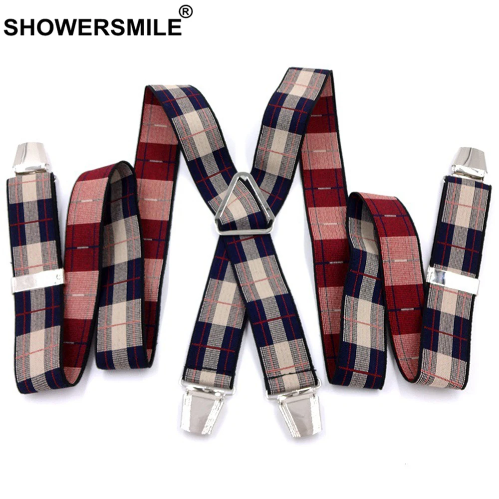SHOWERSMILE Для мужчин Susupenders с рисунком гусиные лапки эластичный Подвеска для