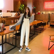 Весна, новинка, Корейская версия, белые, хаки, черные, с высокой талией, прямые, девять процентов, джинсы, уменьшающие возраст, женский комбинезон