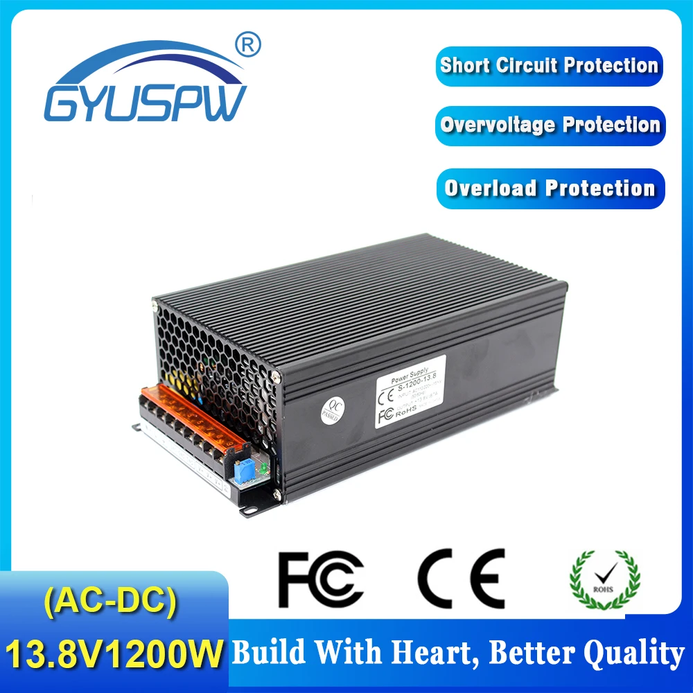 Одиночный выход DC13.8V 87A 1200w адаптер питания трансформатор драйвера 110V 220V AC DC 13 8 V SMPS