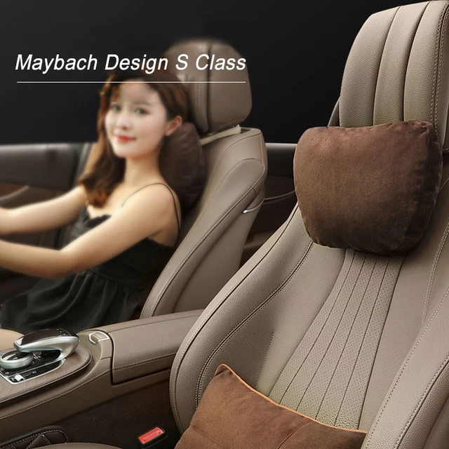 JINSERTA مسند رأس للسيارة ، مقعد داعم للرقبة ، تصميم Maybach ، فئة S ، وسادة عالمية ناعمة قابلة للتعديل ، وسادة للرقبة-2
