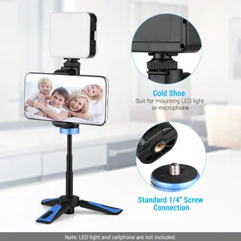 

Mini Tripod Desktop Cellphone Bracket Clamp with Cold Shoe Tripod for iPhone Huawei Smartphone for Live Streaming Video Vlogs