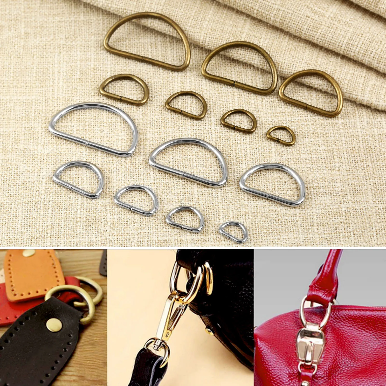 20pcs/lot Metal D Ring Buckle Hand Bag Purse Strap Belt Dog Collar Chain Clasp DIY Needlework Heavy Duty Strong Thickness