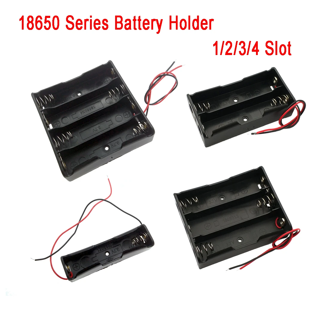 

1Pcs 1/2/3/4*18650 Battery Storage Box Case DIY 1 2 3 4 Slot Way Batteries Clip Holder Container With Wire Lead Pin Z2