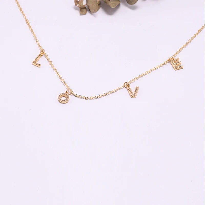 Трендовое циркониевое именное ожерелье с надписью на заказ Золото и серебро Diy ожерелье с алфавитом для женщин модные ювелирные изделия