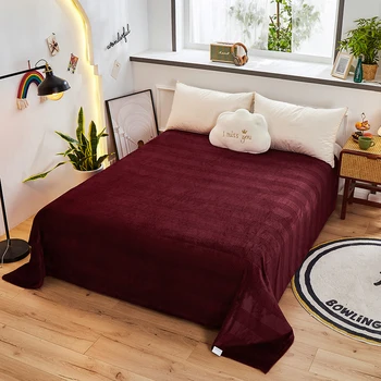 

YanTing Flannel Flat Sheet With Pillowcase Bedding Set Striped Pellet Fleece Velvet Flannel Soft And Skin Friendly Europe Size