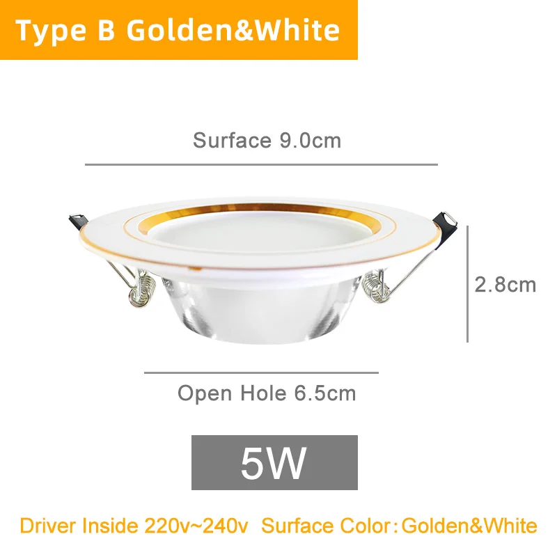 B Golden White 5W Kaguyahime светодиодный панельные утопленные светильники 3 Вт 5 Вт 10 Вт 15 Вт AC 220 В 240 В Высокая Яркая Круглая Панель-лампа освещение для кухня ванная - Испускаемый цвет: B Golden White 5W