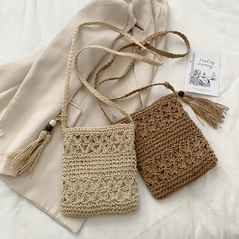 

Female tassen Rattan messenger bag mini cross body bags for women 2020 summer bags beach korean Girls purses and handbags bolsos