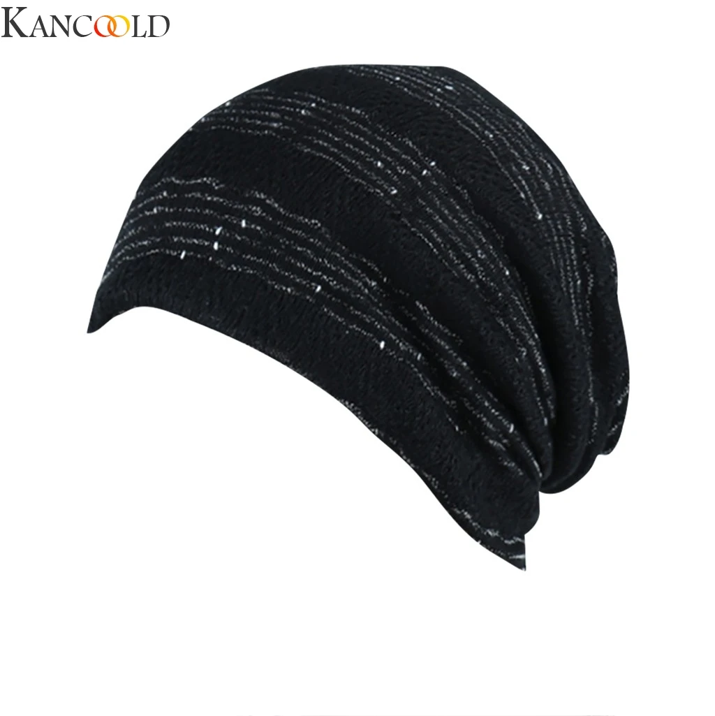 KANCOOLD полосатая индийская кружевная эластичная тюрбан шапка вязаная шапка для выпадения волос шарф для мужчин и женщин повседневная верхняя одежда теплая шапка