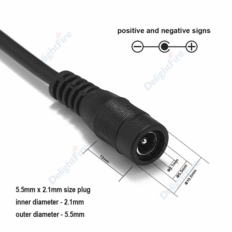 Câble d'alimentation Pigtail 12V 5a cc, 5.5mm 2.1mm, connecteur
