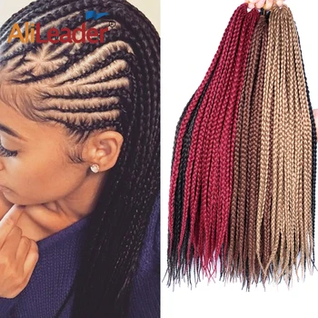 

Alileader 12”16”20”24”30”Inch Box Braids Crochet Hair Resistant Heat Synthetic Black Burgundy Blond Brown Crochet Extension Hair