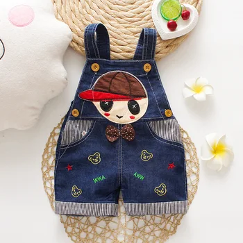 

New 2020 Summer Autumn Little Girls Boys Overalls Lovely Cartoon Sleeveless Toddler Denim Romper Jumpsuit 0-3 Years