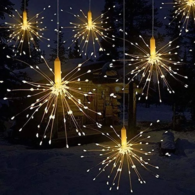 Warm white Подвесные гирлянды с дистанционным управлением, 120-200Leds медные фейерверки, рождественские гирлянды, вечерние гирлянды - Испускаемый цвет: Warm white