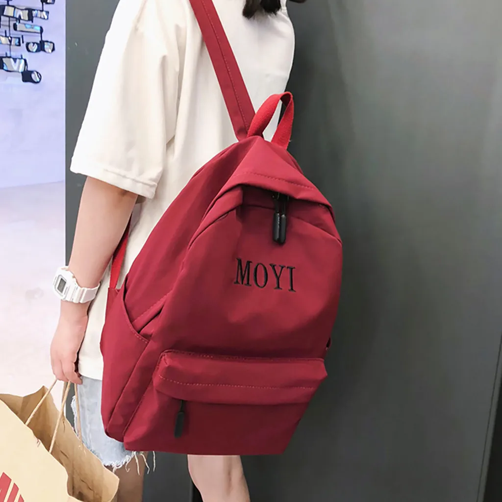

Backpack Living Travelling Share Solid Backpack Fashion Women Nylon Solid Color Capacity Student Backpack Travel Couple Bag