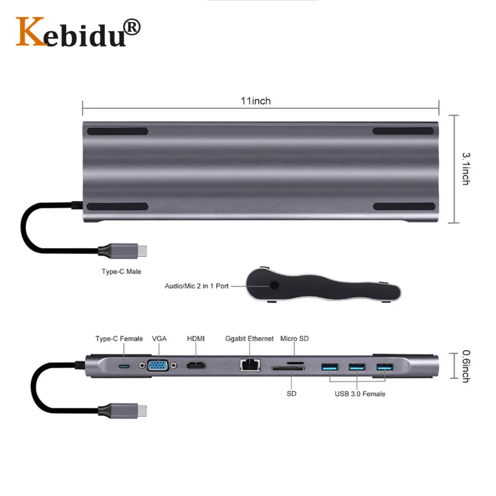 10 в 1 type C концентратор 3,0 USB HDMI RJ45 usb-хаб для MacBook Pro Аксессуары USB разветвитель Мульти 10 портов USB C концентратор адаптер док-станции