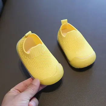 

Baby girls boys First Walker kid girl infant toddler knitted Breathable shoes yellow&pink 16-21 A06 0-2years P01
