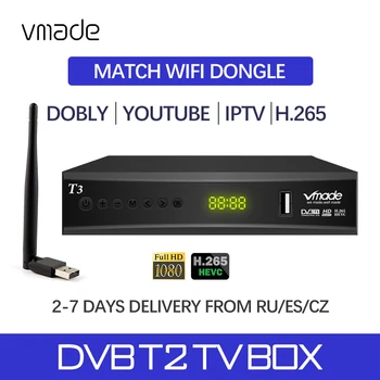 

Europe Spain Russian Czech Republic Full hd DVB T2 H.265 TV Tuner terrestrial TV receiver support Dobly YOUTUBE with WIFI