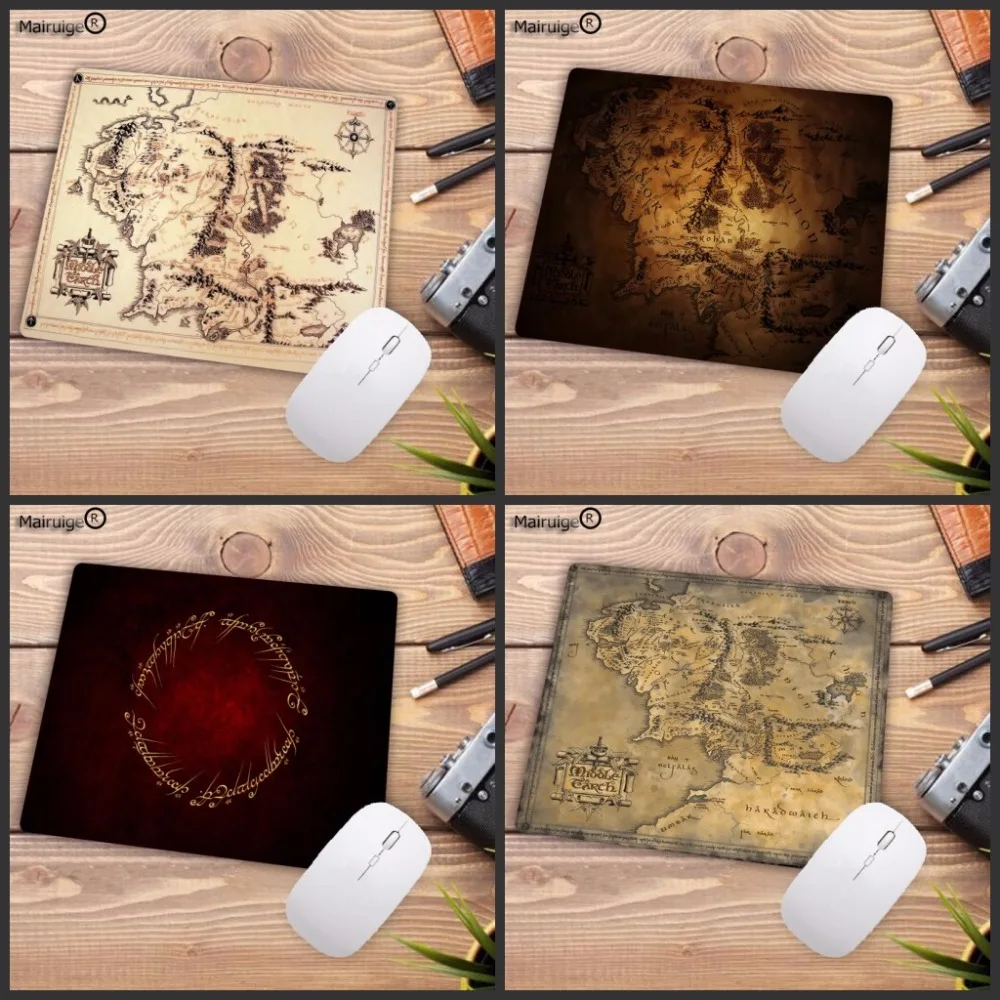 Laumans Movie The Lord of The Rings Map Computer Mouse Pad Mousepads Decorate Your Desk Non-Skid Rubber Pad 18x22cm 20x25cm