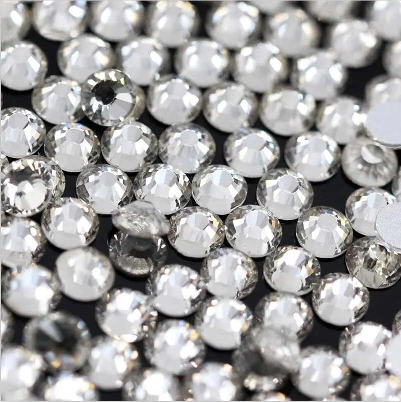 

wholesale ss2-ss50 Glitter Rhinestones Czech Crystal clear No HotFix FlatBack Strass stone Garment Rhinestone Nail Art Gem Beads
