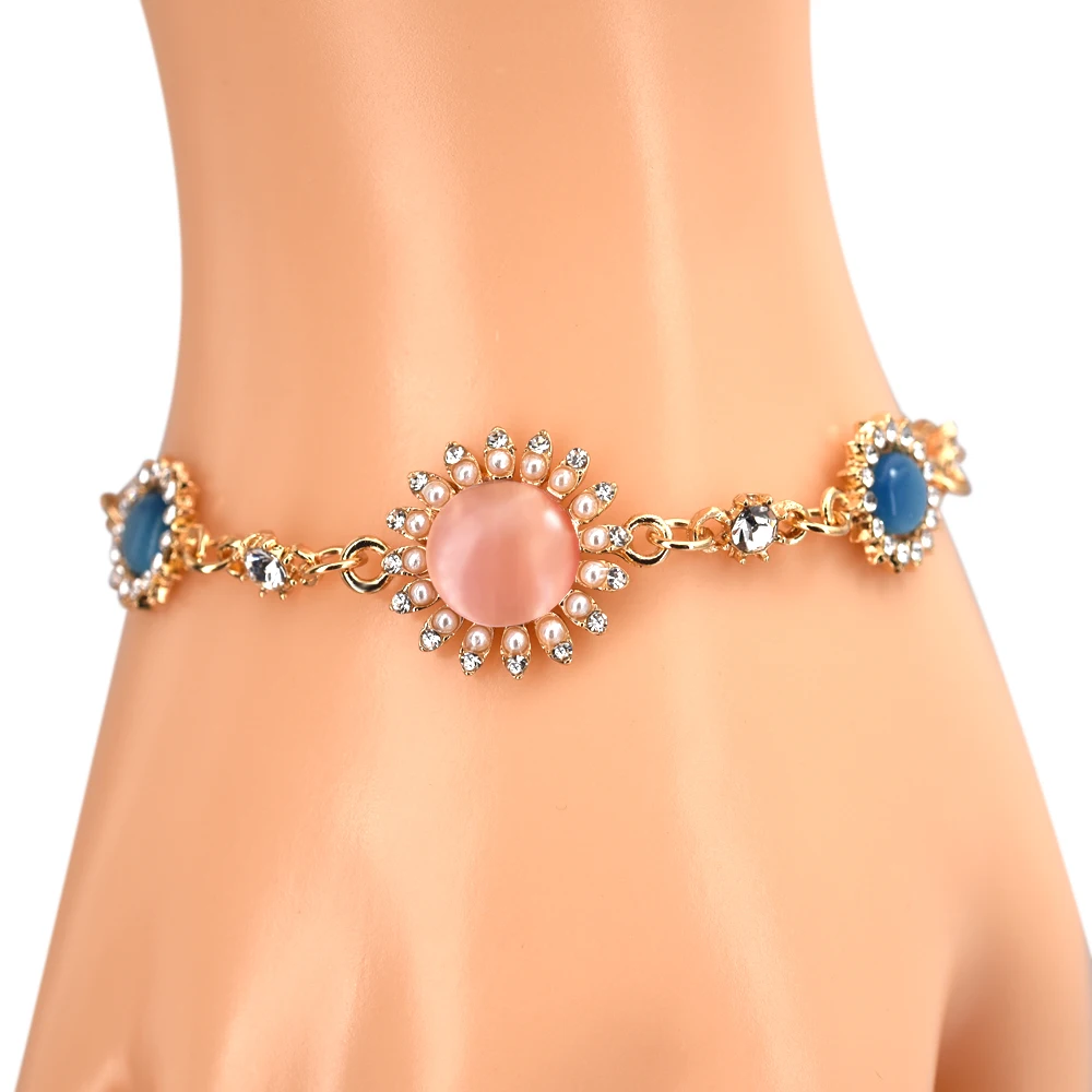 

Bracelet for Women Accessories Opal Women's Bracelets Rhinestones Crystal Bangles Gold Plated Jewelry for Women Gift Halloween
