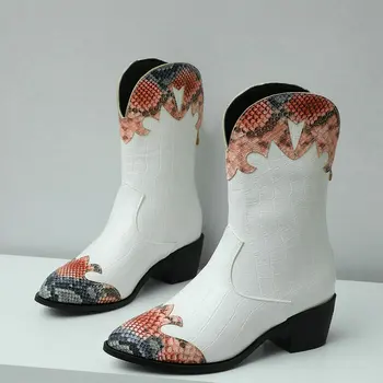 

2020 New Women Western Boots Fashion Mixed Color Pointed Toe Women Short Boots Zipper Women Fall Winter Boots Black Red Gold