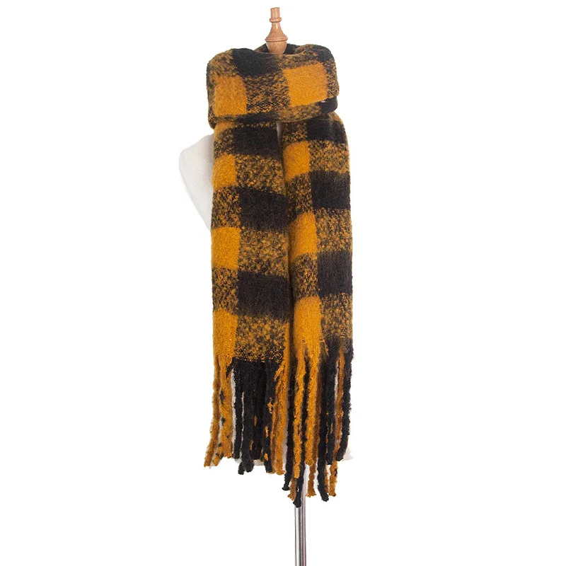 Кашемировый клетчатый зимний шарф для женщин тёплый платок однотонные шарфы осенний Классический женский шарф Дамская шаль Bufandas Hombre Новинка - Цвет: Ginger Scarf