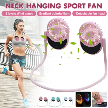 

Neck Band Fan Mini Portable Neckband Fan with 2 Detachable Head Neck Fan USB Rechargeable Handheld Air Cooler for Outdoor Office
