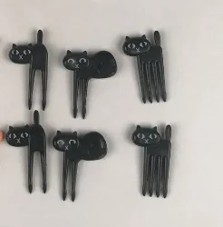 black cat 10 шт./компл. Животные фермы фрукты вилка мини мультфильм Дети закуски, торт десерты еда палочки для фруктов зуб выбрать бенто ланчи вечерние Декор - Цвет: black cat