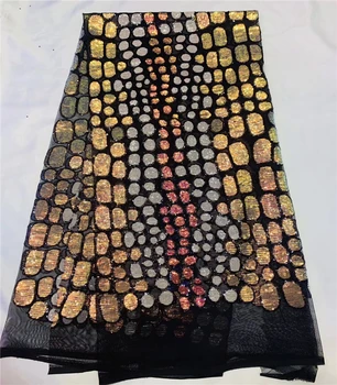 

CiCi-11.8313 embroidered Mesh Tulle fabric Factory price sequins Nigerian lace fabrics