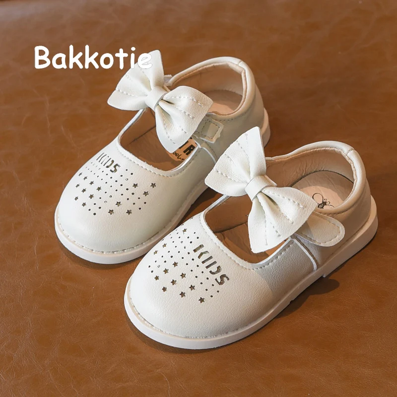 Bakkotie/ г.; детская розовая обувь из искусственной кожи; новые модные модельные туфли с бантом для маленьких девочек; Осенняя Милая обувь принцессы Mary Jane на плоской подошве