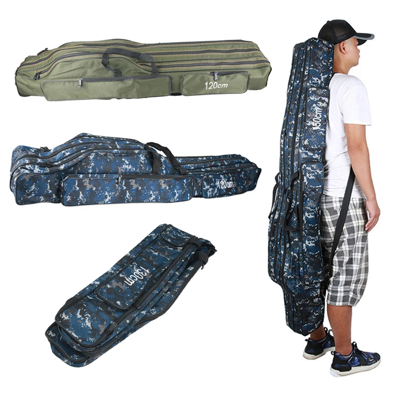 Трехслойная холщовая Рыболовная Сумка 110-150 см многослойная рыболовная удочка Сумка многофункциональная сумка для рыболовных снастей рыболовный инструмент