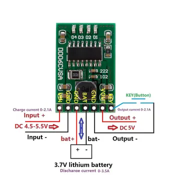 2A 5V Charging/Discharging Integrated Module 3.7V 4.2V Lithium Battery Charging Boost Mobile Power Board Protection Module
2A 5V Charging/Discharging Integrated Module 3.7V 4.2V Lithium Battery Charging Boost Mobile Power Board Protection Module