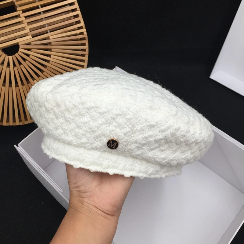 Ceny Wczesna jesień nowy mały słodki wiatr tweed dzianiny beret kobiet gwiazdy wziąć han edycja do topienia malarz ośmioboczna czapka