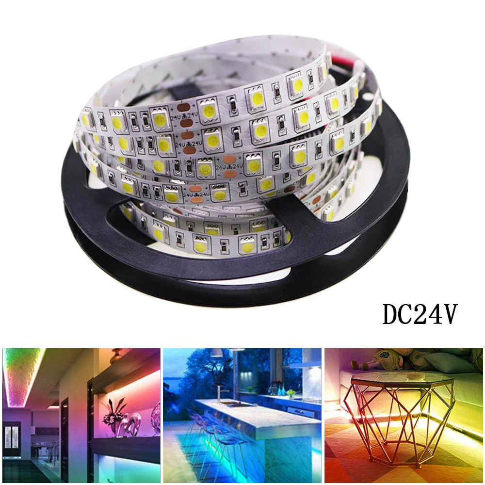 Светодиодные ленты 5050 DC 24V RGB WarmWhite 24 v 5 метр водонепроницаемый гибкие светодиодные полосы 60 светодиодный/M светодиодный лента Luces лампы ТВ ПОДСВЕТКА