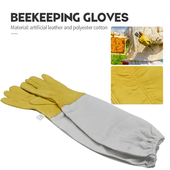 

Beekeeping Gloves Protective Sleeves Ventilated Professional Sheepskin and Canvas Anti Bee for Apiculture Beekeeping Gloves