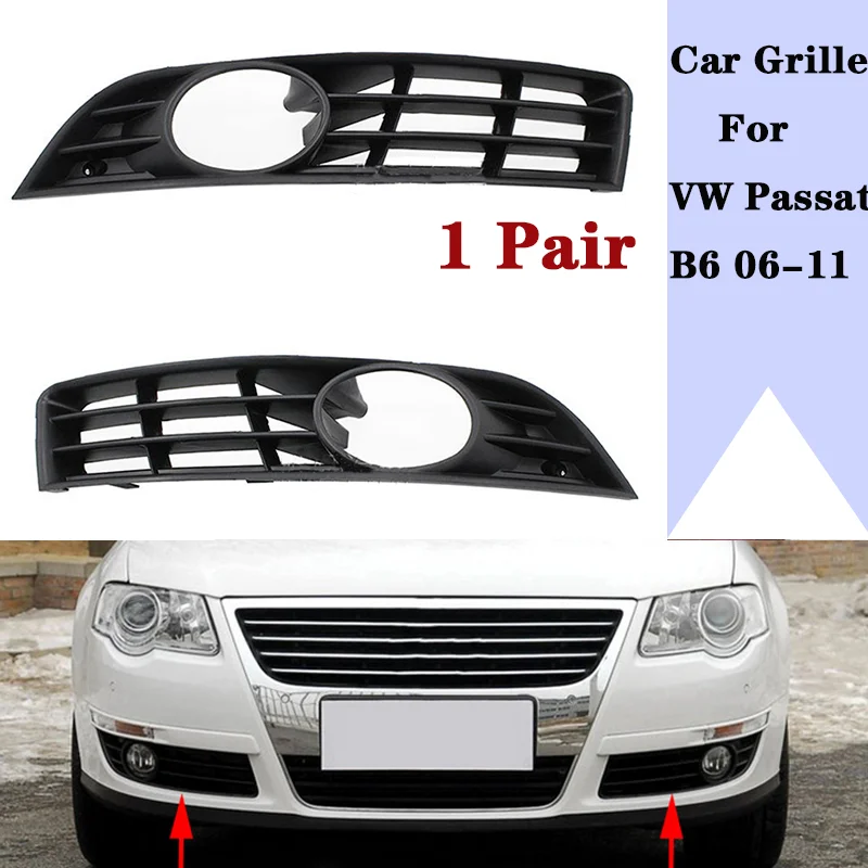 1 Pair Front Bumper Fog Light Grille Grill Cover For Vw Passat B6 2006 2007 208 2009 2010 2011