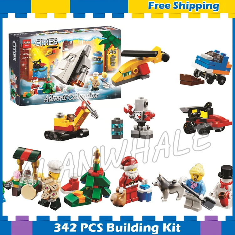 

342pcs Winter Holiday City Town Advent Calendar Spaceship Robot 11012 Model Building Blocks Toys Bricks Compatible with lego