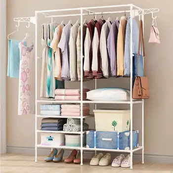 

Multi Rod Drying Rack Floor Stand Drying Rack Simple Clothes Storage Shelf Folding Indoor Balcony Clothes Racks/ Rotating Hooks