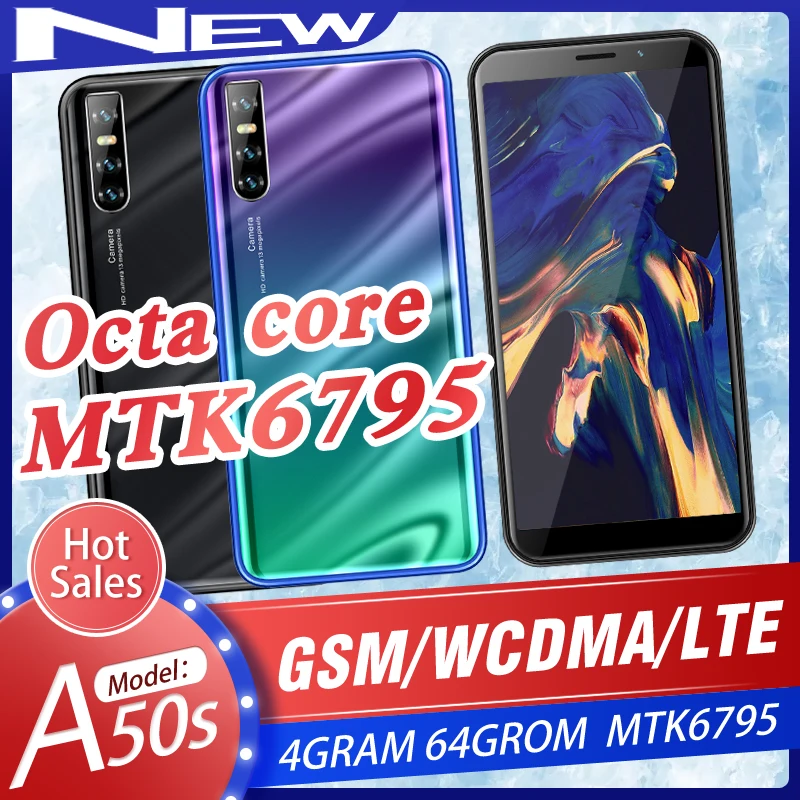 Восьмиядерный мобильный телефон A50s 4GRAM + 64GROM смартфоны 5MP 13MP Face ID 6 0 &quotэкран celulares 4G