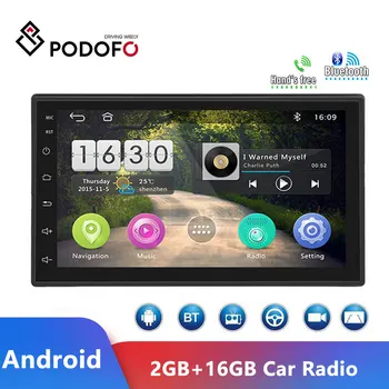 

Podofo 2 din Car Radio Android 2+16GB Radio Cassette Player 2.5D Tempered Glass Mirror MP5 Bluetooth WIFI GPS FM Radio Receiver