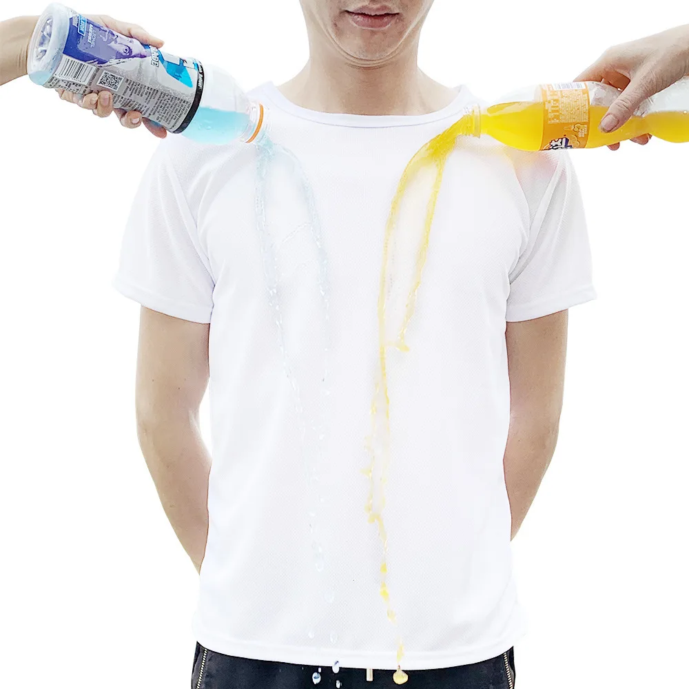 

Anti-Dirty Waterproof Short Sleeve Men T Shirt Harajuku Hydrophobic Stainproof Breathable Antifouling Quick Dry Tops T Shirt