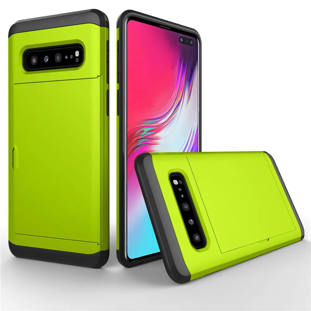 VRSDES деловой чехол для телефона для samsung Galaxy S10 S10E S10 Plus S9 S8 S7 скользящий защитный чехол с отделениями для карт чехол для samsung Note 9 8 - Цвет: Green