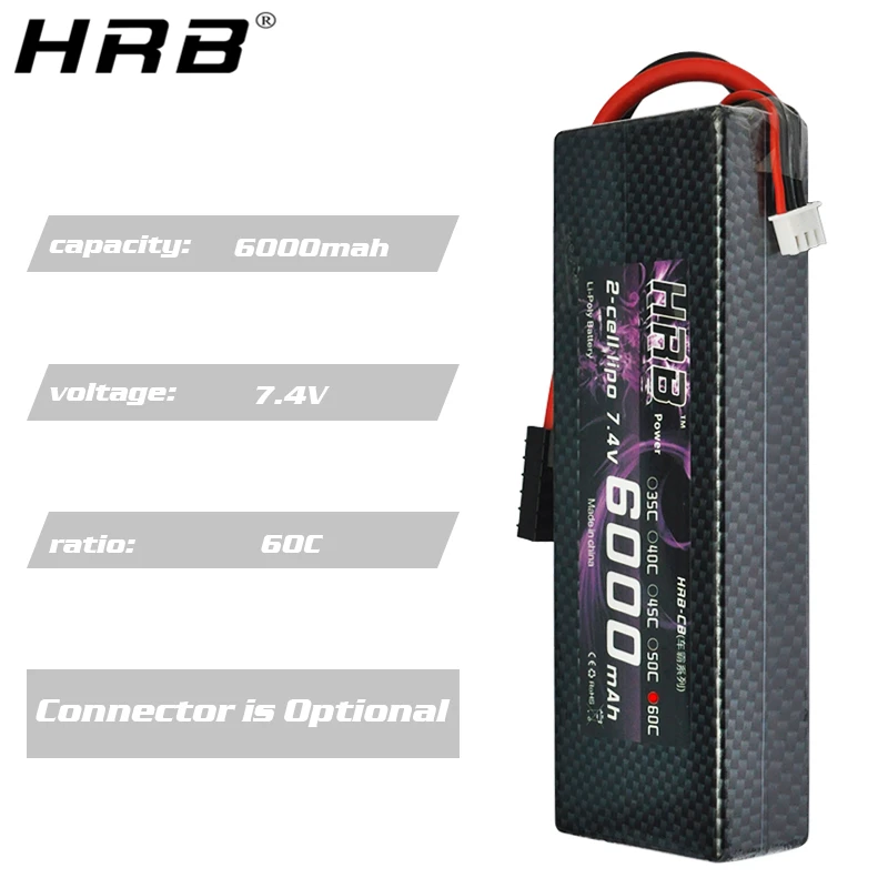 Аккумулятор HRB Lipo 2S 7 4 V 6000mah 60C XT60 T Deans TRX EC5 XT90 RC запчасти Жесткий Чехол для Traxxas