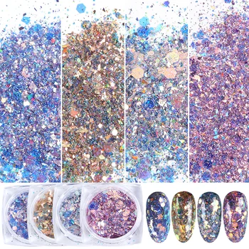 

1 Box Nail Art Mermaid Glitter 3D Hexagon Paillette Sequins Flakes Sparkling Pigment Powder Manicure Decoration Tips TRXKP01-12
