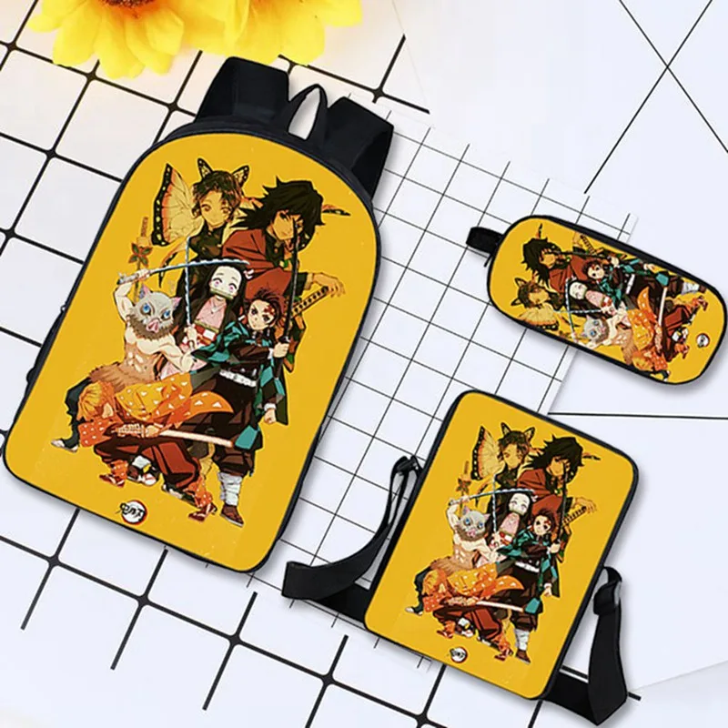 3 шт./компл. демон убийца: Kimetsu без Yaiba рюкзак модные женские туфли Для мужчин