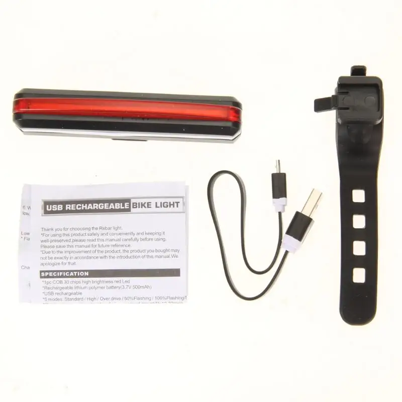 300 Lumen Waterproof MTB Bike USB Recharge Front Handlebar Light +Rear Tail Lights Rechargeable Warning Flashlight