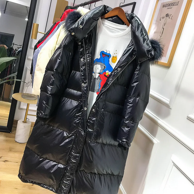 black TopFurMall) зимние женские парки пуховики куртки Толстовка с мехом енота леди теплая верхняя одежда пальто LF9195 - Цвет: black