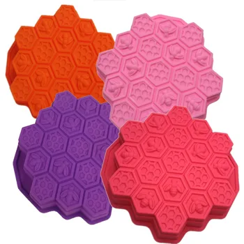 

US DIY Chocolate Pizza Bake Pan Bees Cake Silicone Mold 3D Mould Honeycomb Shape