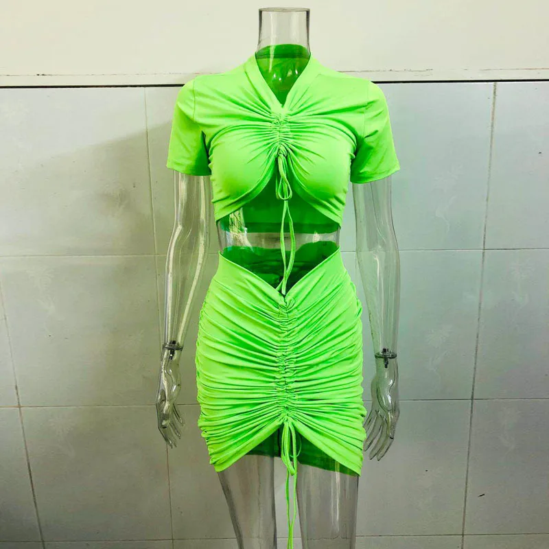 Turtle-Neck-Neon-Pleated-Crop-Top-Skirt-Sets-Women-Party-Casual-2-Piece-Set-Short-Sleeve (5)
